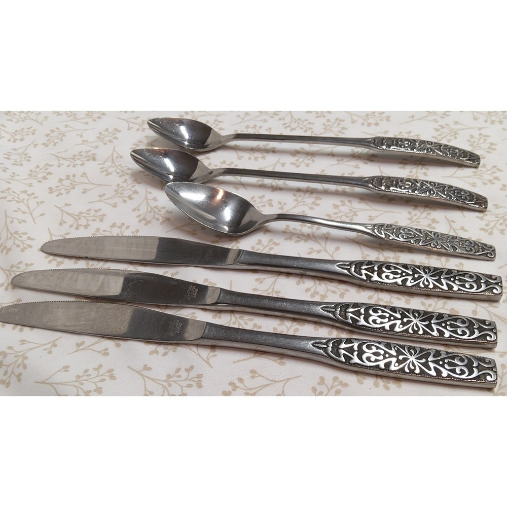 VINTAGE National Silver VALINDA Stainless Silverware 3 Knives/1 Spoon/1 Teaspoon - Picture 2 of 6